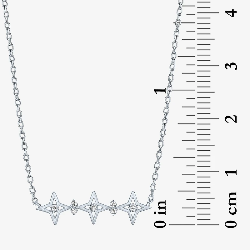 Diamond Accent (G-H / Si2-I1) Womens Lab Grown White Sterling Silver Star 18 Inch Pendant Necklace