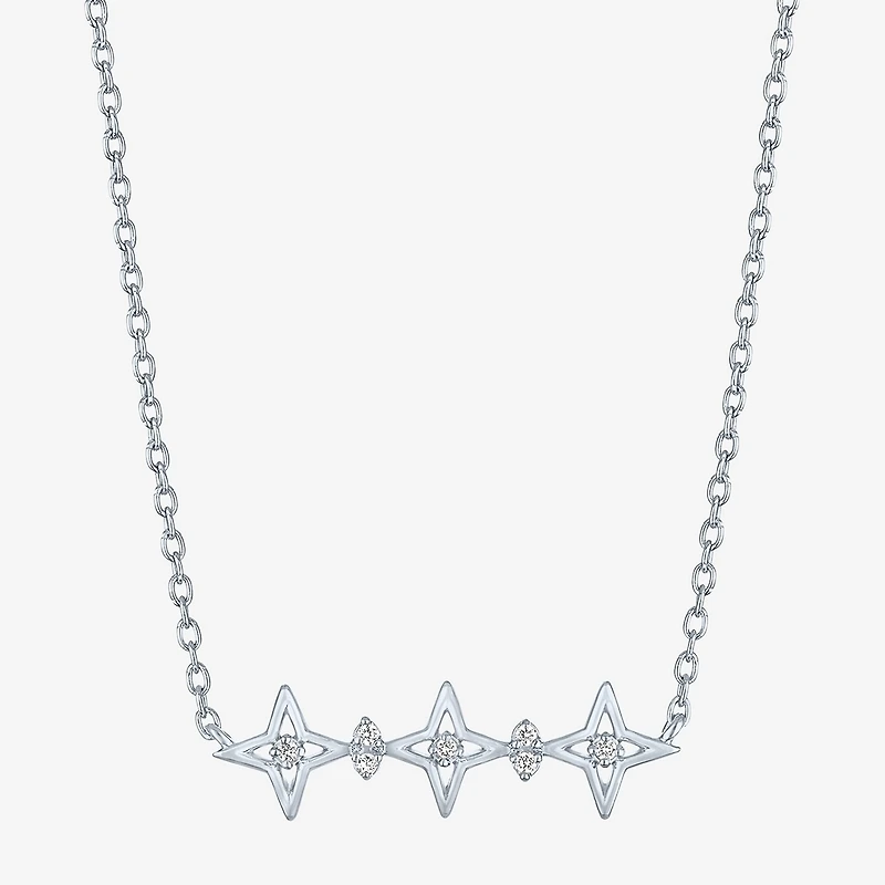 Diamond Accent (G-H / Si2-I1) Womens Lab Grown White Sterling Silver Star 18 Inch Pendant Necklace