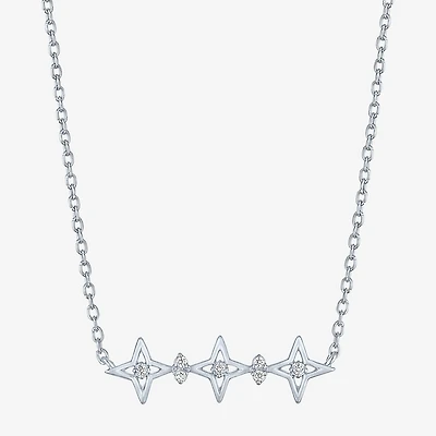 Diamond Accent (G-H / Si2-I1) Womens Lab Grown White Sterling Silver Star 18 Inch Pendant Necklace