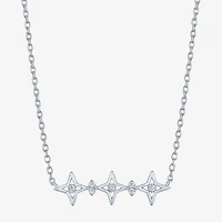 Diamond Accent (G-H / Si2-I1) Womens Lab Grown White Sterling Silver Star 18 Inch Pendant Necklace