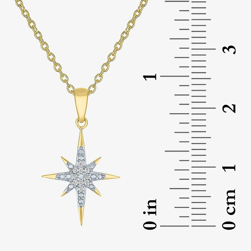 (G-H / Si2-I1) North Star Womens Diamond Accent Lab Grown White 14K Gold Over Silver Sterling 18 Inch Pendant Necklace
