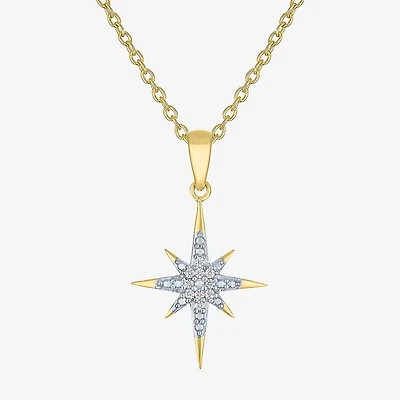 (G-H / Si2-I1) North Star Womens Diamond Accent Lab Grown White 14K Gold Over Silver Sterling 18 Inch Pendant Necklace