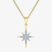 (G-H / Si2-I1) North Star Womens Diamond Accent Lab Grown White 14K Gold Over Silver Sterling 18 Inch Pendant Necklace