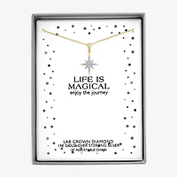 (G-H / Si2-I1) North Star Womens Diamond Accent Lab Grown White 14K Gold Over Silver Sterling 18 Inch Pendant Necklace