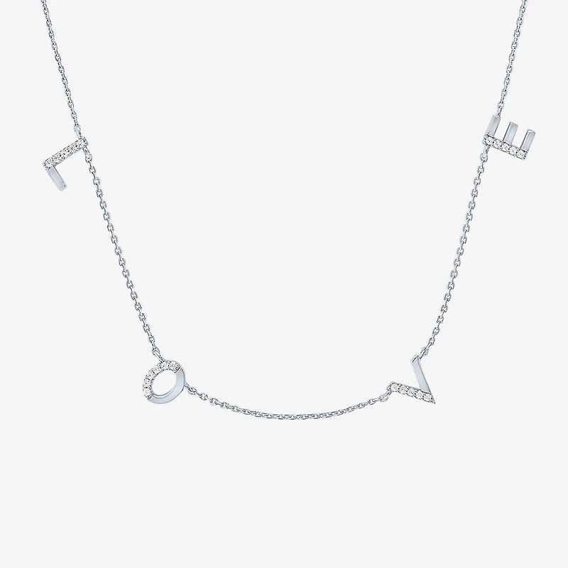 (G-H / I1-I2) "Love" Womens 1/10 CT. T.W. Lab Grown White Diamond Sterling Silver 18 Inch Pendant Necklace
