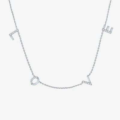 (G-H / I1-I2) "Love" Womens 1/10 CT. T.W. Lab Grown White Diamond Sterling Silver 18 Inch Pendant Necklace