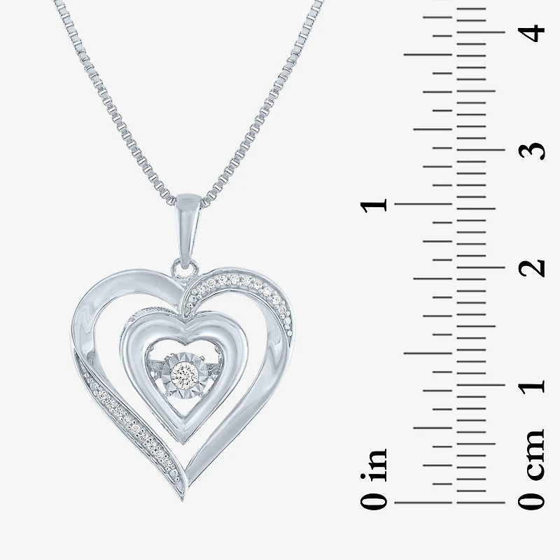(G-H / I1-I2) Womens 1/10 CT. T.W. Lab Grown White Diamond 14K Gold Over Silver Sterling Heart 18 Inch Pendant Necklace