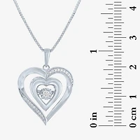 (G-H / I1-I2) Womens 1/10 CT. T.W. Lab Grown White Diamond 14K Gold Over Silver Sterling Heart 18 Inch Pendant Necklace