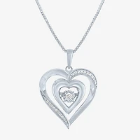 (G-H / I1-I2) Womens 1/10 CT. T.W. Lab Grown White Diamond 14K Gold Over Silver Sterling Heart 18 Inch Pendant Necklace