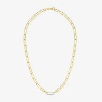 (G-H / I1-I2) Womens 1/10 CT. T.W. Lab Grown White Diamond 14K Gold Over Silver Paperclip 18 Inch Pendant Necklace