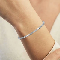 (G-H / I1-I2) Womens 1/2 CT. T.W. Lab Grown White Diamond 14K Gold Over Silver Sterling 7.25 Inch Tennis Bracelet