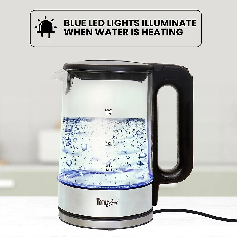 Total Chef Cordless Electric Glass Kettle with LED