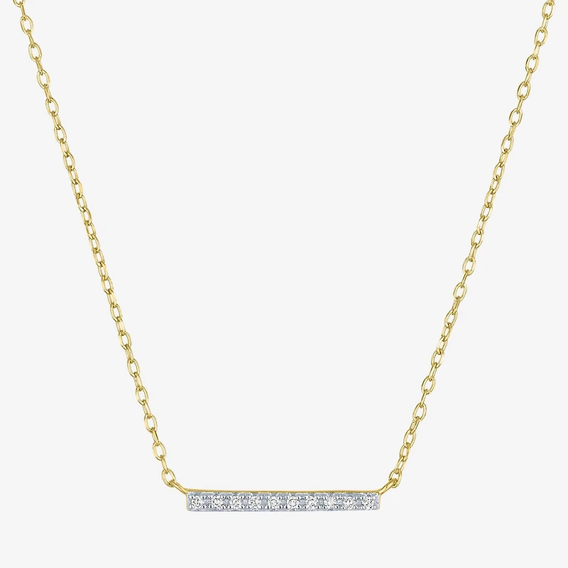 (G-H / I1-I2) Womens Diamond Accent Lab Grown White Diamond 14K Gold Over Silver Bar 2-pc. Necklace Set