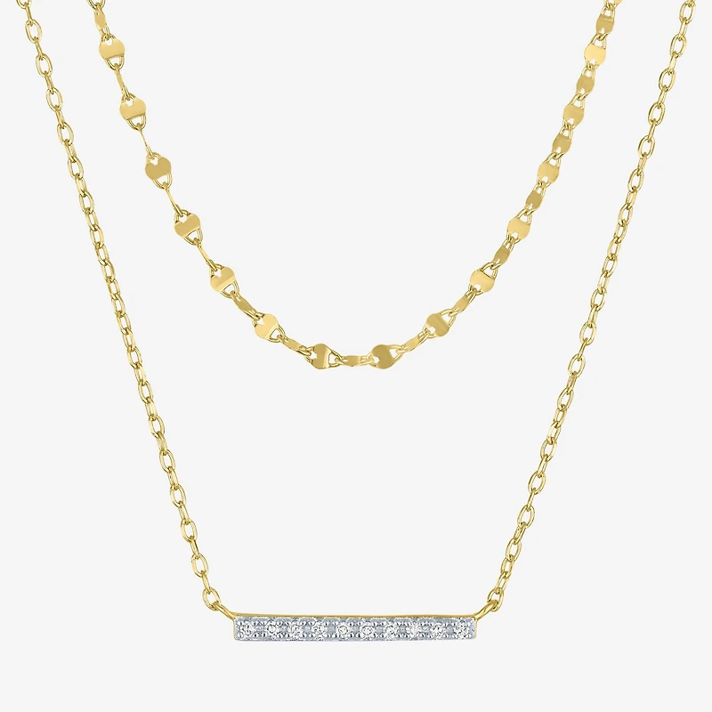 (G-H / I1-I2) Womens Diamond Accent Lab Grown White Diamond 14K Gold Over Silver Bar 2-pc. Necklace Set