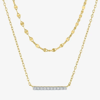 (G-H / I1-I2) Womens Diamond Accent Lab Grown White Diamond 14K Gold Over Silver Bar 2-pc. Necklace Set