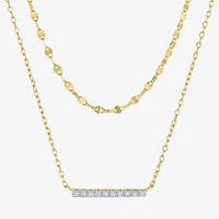 (G-H / I1-I2) Womens Diamond Accent Lab Grown White Diamond 14K Gold Over Silver Bar 2-pc. Necklace Set