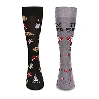 MeMoi Holiday Mens 2 Pair Crew Socks