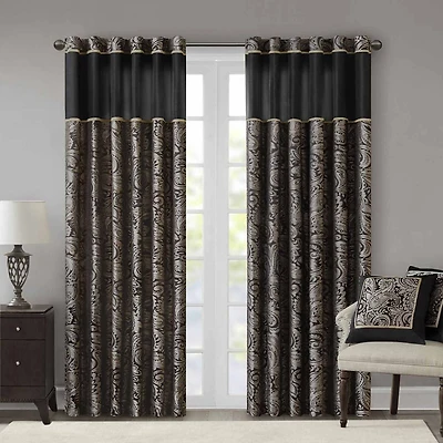 Madison Park Whitman Rod Pocket Light-Filtering Set of 2 Curtain Panel