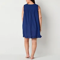 Adonna Womens Plus Sleeveless Keyhole Neck Nightgown
