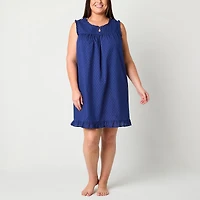 Adonna Womens Plus Sleeveless Keyhole Neck Nightgown
