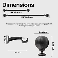 Deco Window Brushed Globe 1 IN Adjustable Curtain Rod