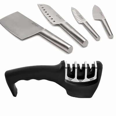 BergHOFF Straight 18/10 Stainless Steel 5-pc. Specialty Knife Set with 3-Slot Sharpener Knife