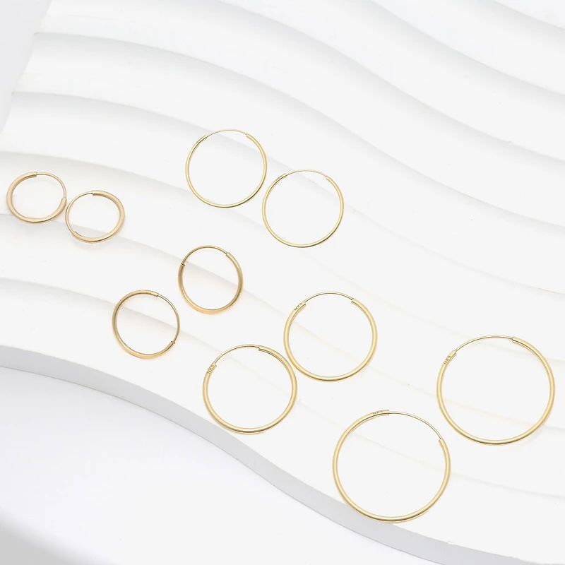 Womens 14K Gold 5 Pair Earring Set