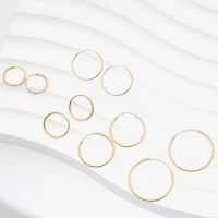 Womens 14K Gold 5 Pair Earring Set