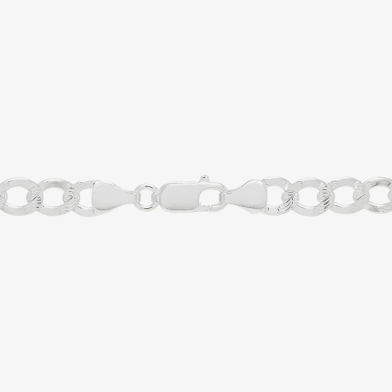 Womens Sterling Silver Inch Curb Chain Necklace