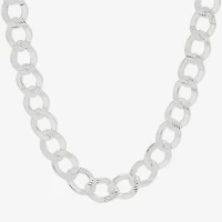 Womens Sterling Silver Inch Curb Chain Necklace