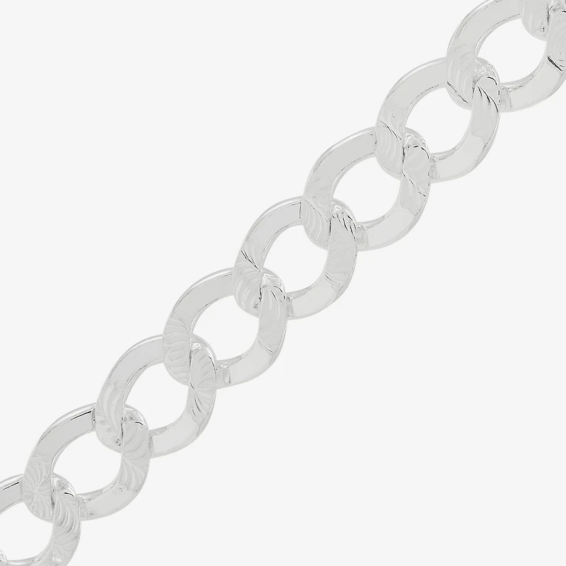 Womens Sterling Silver Inch Curb Chain Necklace
