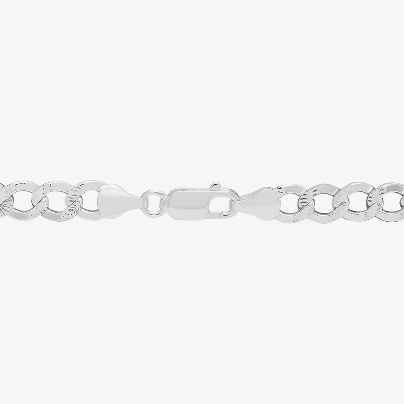 Womens Sterling Silver 8 1/2 Inch Solid Curb Chain Bracelet