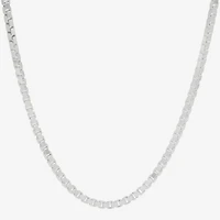 Made in Italy Womens Sterling Silver 30 Inch Box Chain Necklace