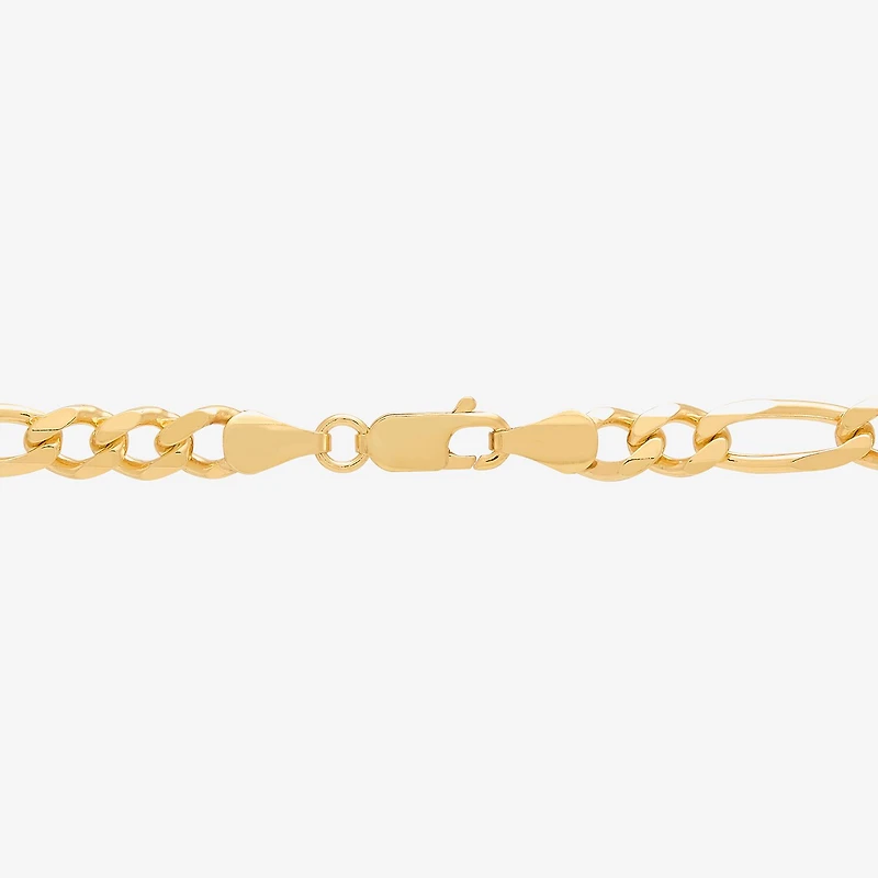 Made in Italy Mens 24K Gold Over Silver 24 Inch Figaro Chain Necklace