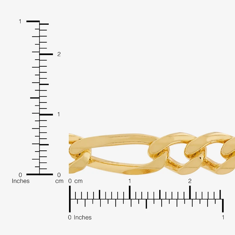Made in Italy Mens 24K Gold Over Silver 24 Inch Figaro Chain Necklace