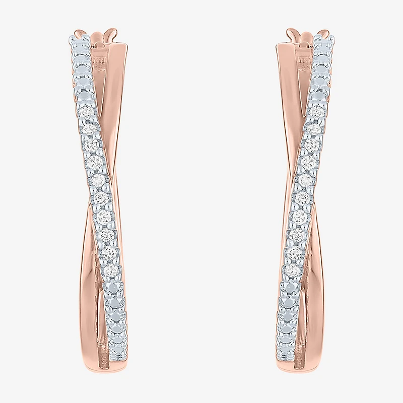 1/10 CT. T.W. Diamond X-Hoop Earrings in Sterling Silver or 14K Gold Over Silver