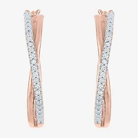 1/10 CT. T.W. Diamond X-Hoop Earrings in Sterling Silver or 14K Gold Over Silver