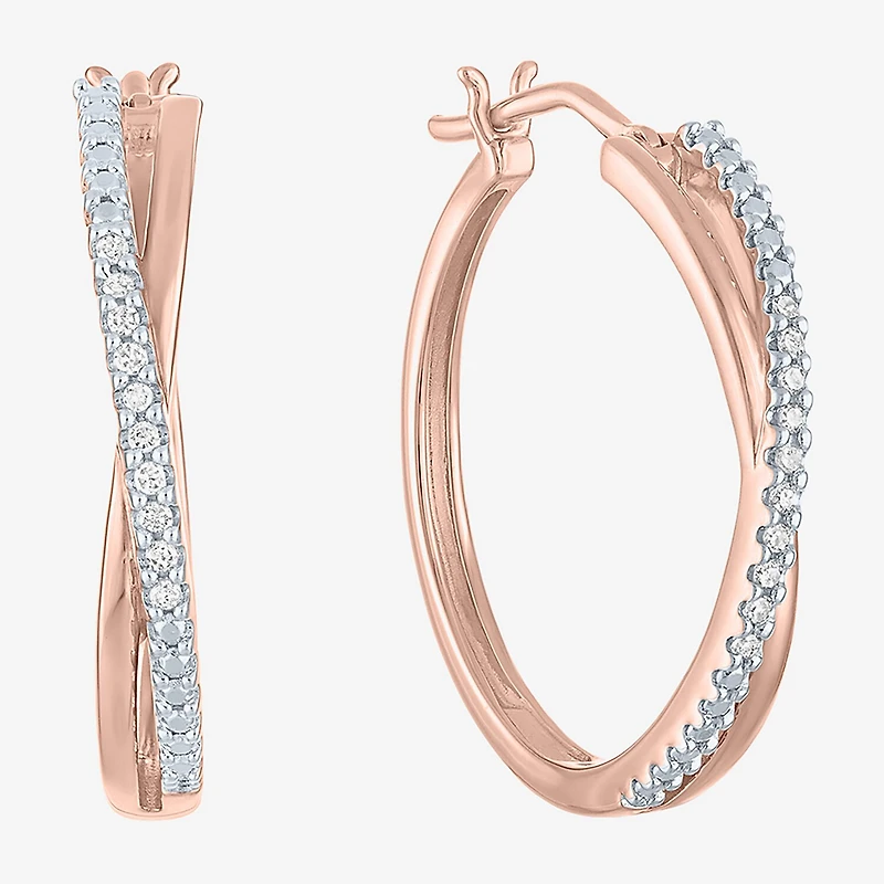 1/10 CT. T.W. Diamond X-Hoop Earrings in Sterling Silver or 14K Gold Over Silver