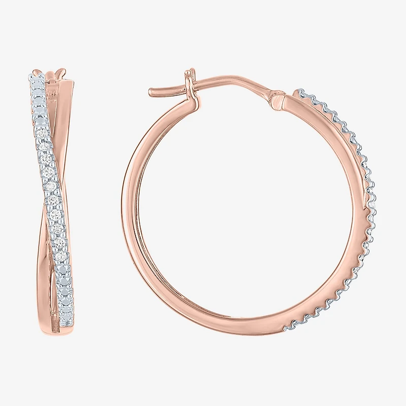 1/10 CT. T.W. Diamond X-Hoop Earrings in Sterling Silver or 14K Gold Over Silver