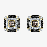 1/10 CT.T.W. Natural White, Champagne and Color-Enhanced Black Diamond Earrings
