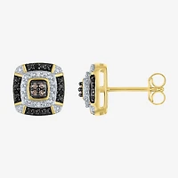 1/10 CT.T.W. Natural White, Champagne and Color-Enhanced Black Diamond Earrings