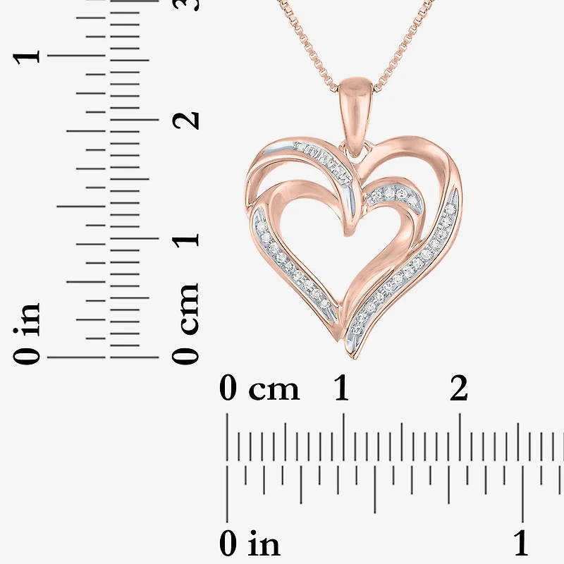Womens 1/10 CT. T.W. Natural White Diamond in Sterling Silver or 14K Gold Over Silver Heart Pendant Necklace
