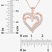 Womens 1/10 CT. T.W. Natural White Diamond in Sterling Silver or 14K Gold Over Silver Heart Pendant Necklace