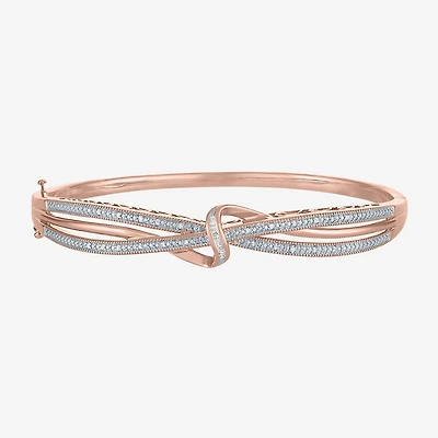 1/10 CT. T.W. Diamond Crossover Bangle Bracelet Sterling Silver or 14K Gold Over