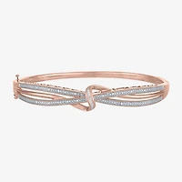 1/10 CT. T.W. Diamond Crossover Bangle Bracelet Sterling Silver or 14K Gold Over