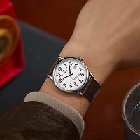 Timex Mens Brown Leather Strap Watch Tw2y12600jt