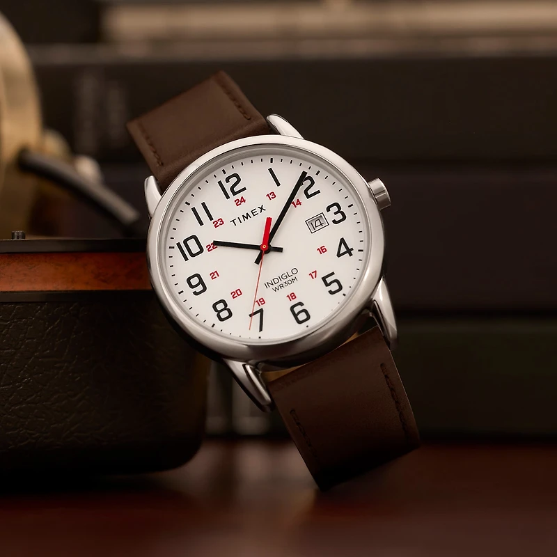 Timex Mens Brown Leather Strap Watch Tw2y12600jt