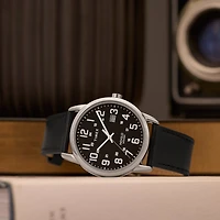 Timex Mens Black Leather Strap Watch Tw2y12800jt