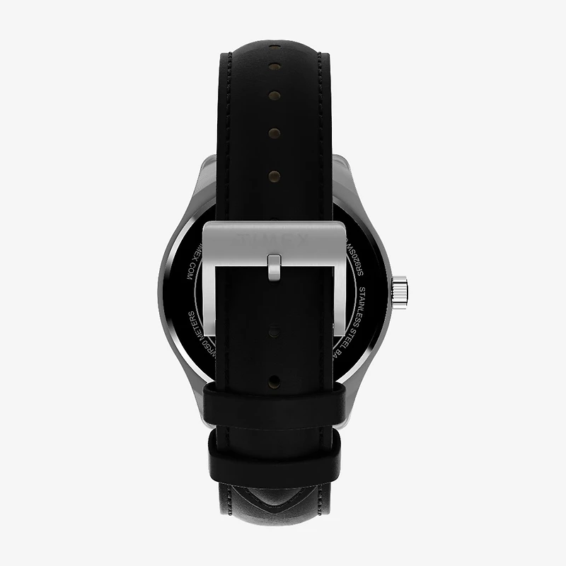 Timex Mens Black Leather Strap Watch Tw2y16000jt