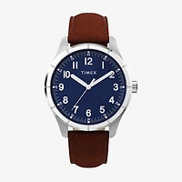 Timex Mens Brown Leather Strap Watch Tw2y16200jt